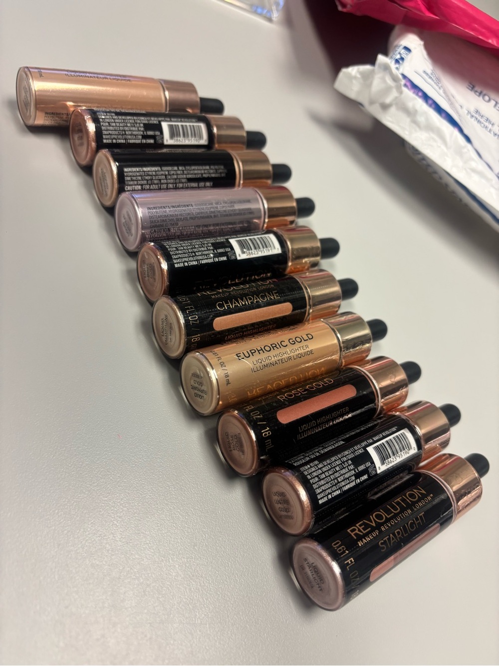 Revolution Liquid Highlighting Drops - Champagne, Rose Gold & Euphoric Gold Trio
